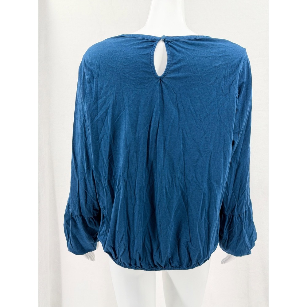 Soft Surroundings Top Womens XL Blue Crochet Lace Boho Peasant‎ Cotton Modal - Picture 5 of 9